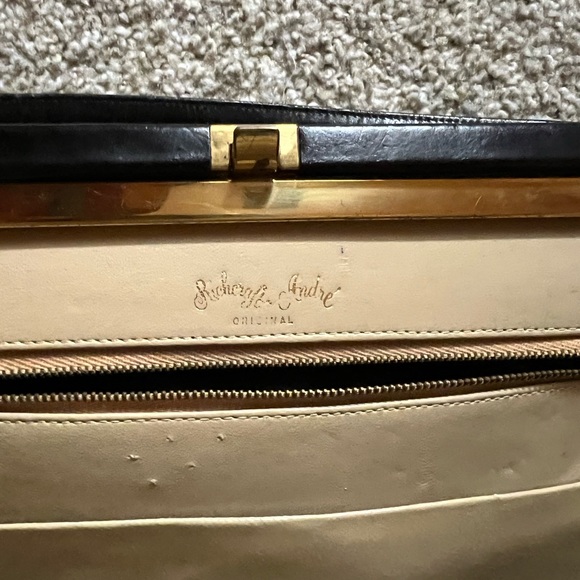 Richcraft Andre Original - 1950's Black Vintage Handbag - Genuine Leather Purse - Picture 6 of 10